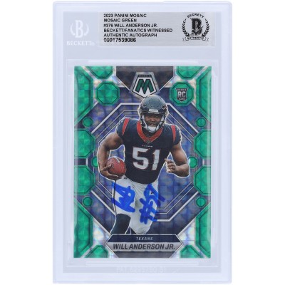 Will Anderson Jr. Houston Texans Autographed 2023 Panini Mosaic Green #376 Beckett Fanatics Witnessed Authenticated Rookie Card