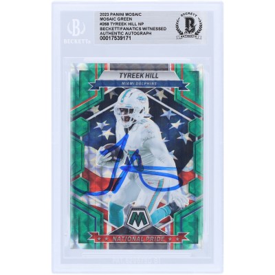 Tyreek Hill Miami Dolphins Autographed 2023 Panini Mosaic Green National Pride #268 Beckett Fanatics Witnessed Authenticated Card