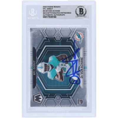 De’Von Achane Miami Dolphins Autographed 2023 Panini Mosaic NFL Debut #ND-8 Beckett Fanatics Witnessed Authenticated Rookie Card