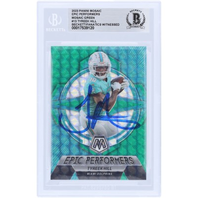Tyreek Hill Miami Dolphins Autographed 2023 Panini Mosaic Green Epic Performers #EP-TH Beckett Fanatics Witnessed Authenticated Card