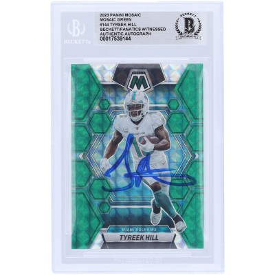Tyreek Hill Miami Dolphins Autographed 2023 Panini Mosaic Green #144 Beckett Fanatics Witnessed Authenticated Card