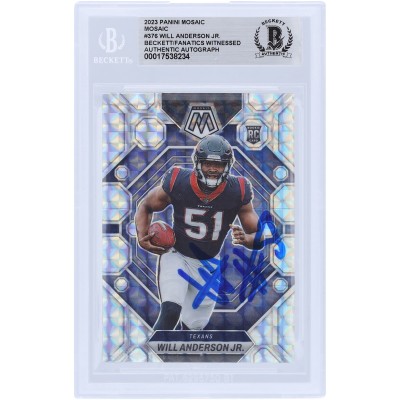 Will Anderson Jr. Houston Texans Autographed 2023 Panini Mosaic Silver #376 Beckett Fanatics Witnessed Authenticated Rookie Card