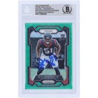 Will Anderson Jr. Houston Texans Autographed 2023 Panini Prizm Green Wave #342 Beckett Fanatics Witnessed Authenticated Rookie Card