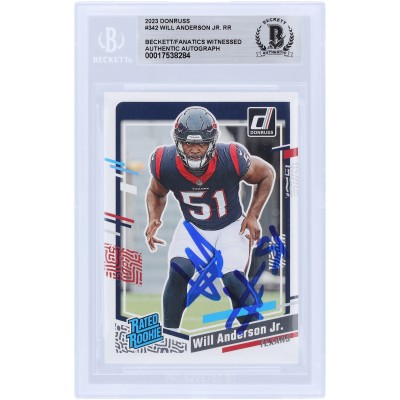 Will Anderson Jr. Houston Texans Autographed 2023 Panini Donruss Rated Rookie #342 Beckett Fanatics Witnessed Authenticated Rookie Card