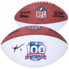 Malik Nabers New York Giants Autographed Fanatics Authentic Franklin 100th Season White Panel Football