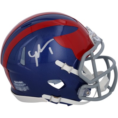 Malik Nabers New York Giants Autographed Fanatics Authentic Riddell 2024 Alternate Throwback Speed Mini Helmet