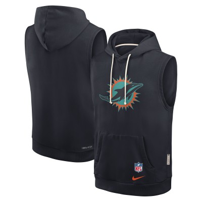 Miami Dolphins Nike Pitch Blue 2025 Rivalries Collection Standard Issue Sideline Dri-FIT Sleeveless Hoodie