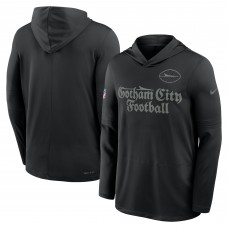 Футболка с длинным рукавом с капюшоном New York Jets Nike Black 2025 Rivalries Collection Sideline Dri-FIT