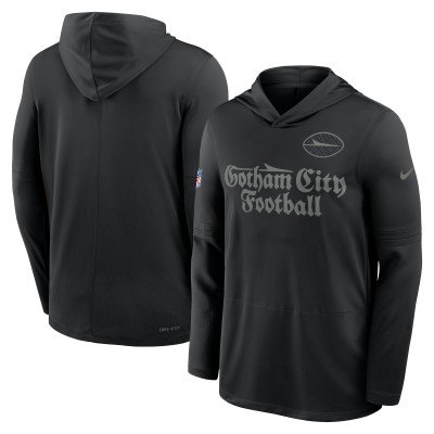 Футболка с длинным рукавом с капюшоном New York Jets Nike Black 2025 Rivalries Collection Sideline Dri-FIT