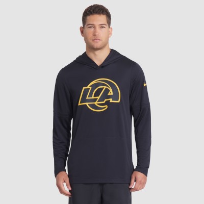 Футболка с длинным рукавом с капюшоном Los Angeles Rams Nike Midnight Blue 2025 Rivalries Collection Sideline Dri-FIT