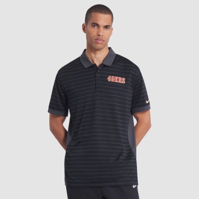 San Francisco 49ers Nike Black 2025 Rivalries Collection Sideline Victory Striped Dri-FIT Polo