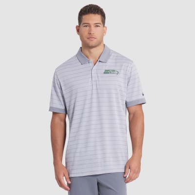 Seattle Seahawks Nike Gray 2025 Rivalries Collection Sideline Victory Striped Dri-FIT Polo
