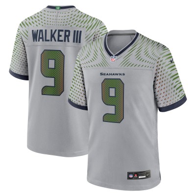Игровая джерси Seattle Seahawks Kenneth Walker III Nike Wolf Gray 2025 Rivalries Collection Game
