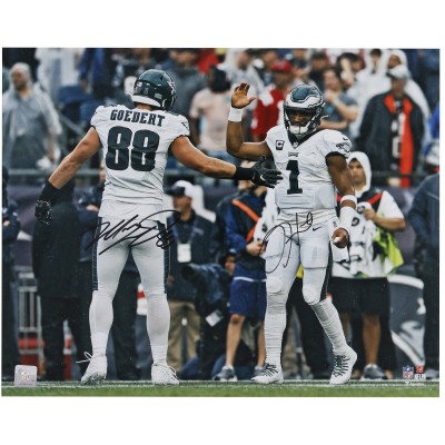 Jalen Hurts & Dallas Goedert Philadelphia Eagles Autographed Fanatics Authentic 16 x 20 Celebration Photograph