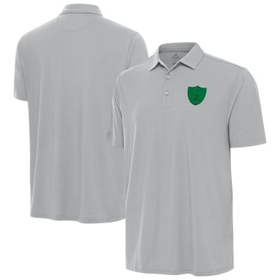 Antigua Gray Las Vegas Raiders St. Patricks Day Era Polo