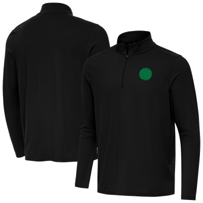 Pittsburgh Steelers Antigua Black St Patrick Day Intent Quarter-Zip Pullover Top