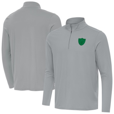 Las Vegas Raiders Antigua Gray St Patrick Day Intent Quarter-Zip Pullover Top