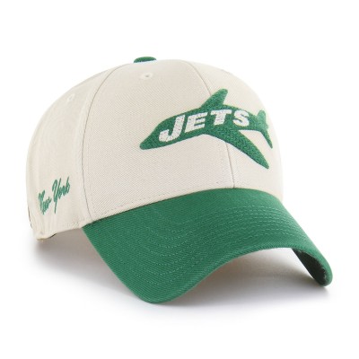 Бейсболка New York Jets 47 Cream/Kelly Green Fairfield MVP Throwback