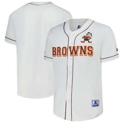 Cleveland Browns Starter White Relay Vintage Full-Button Baseball Jersey