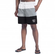 Las Vegas Raiders G-III Sports by Carl Banks Black/Silver Sunrise Volley Swim Shorts