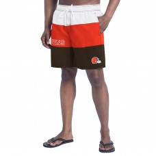 Шорты Cleveland Browns G-III Sports by Carl Banks Brown/Orange Sunrise Volley Swim