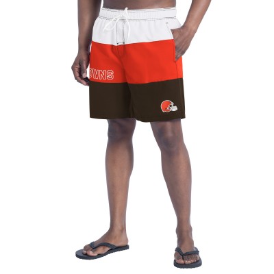 Шорты Cleveland Browns G-III Sports by Carl Banks Brown/Orange Sunrise Volley Swim