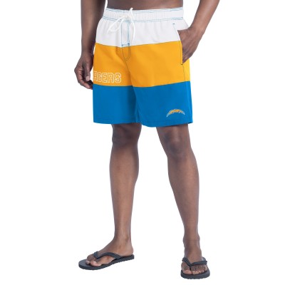 Los Angeles Chargers G-III Sports by Carl Banks Powder Blue/Gold Sunrise Volley Swim Shorts