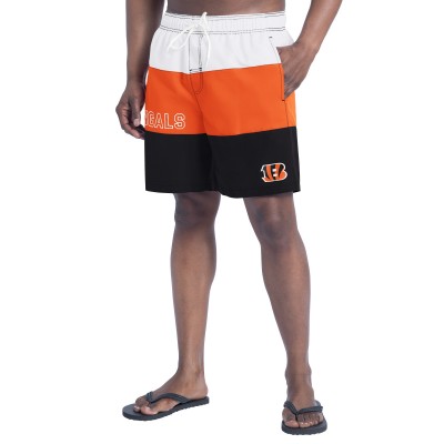 Cincinnati Bengals G-III Sports by Carl Banks Black/Orange Sunrise Volley Swim Shorts