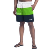 Seattle Seahawks G-III Sports by Carl Banks College Navy/Neon Green Sunrise Volley Swim Shorts