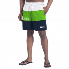 Seattle Seahawks G-III Sports by Carl Banks College Navy/Neon Green Sunrise Volley Swim Shorts