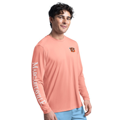 Cincinnati Bengals G-III Sports by Carl Banks Coral Margaritaville Rock Harbor Long Sleeve Rashguard Top