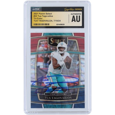 Tua Tagovailoa Miami Dolphins Autographed 2021 Panini Select Tri-Color #22 #/249 CGC Fanatics Witnessed Authenticated Card