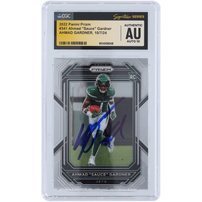 Ahmad Sauce Gardner New York Jets Autographed 2022 Panini Prizm #341 CGC Fanatics Witnessed Authenticated Auto 10 Rookie Card