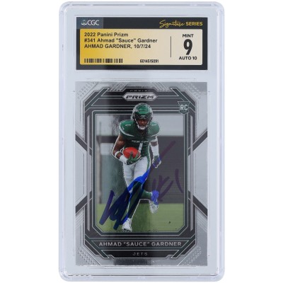 Ahmad Sauce Gardner New York Jets Autographed 2022 Panini Prizm #341 CGC Fanatics Witnessed Authenticated 9/10 Rookie Card