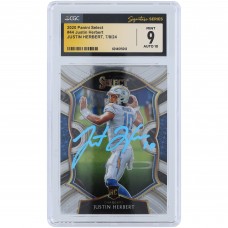 Justin Herbert Los Angeles Chargers Autographed 2020 Panini Select Light Blue Ink #44 CGC Fanatics Witnessed Authenticated 9/10 Rookie Card