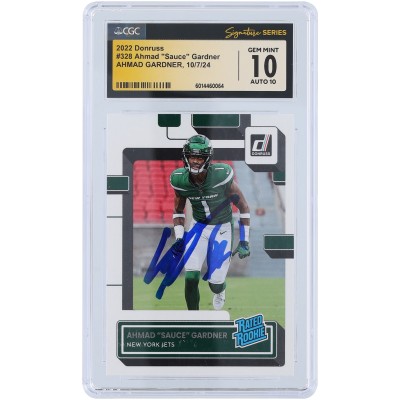 Ahmad Sauce Gardner New York Jets Autographed 2022 Panini Donruss #328 CGC Fanatics Witnessed Authenticated 10/10 Rookie Card
