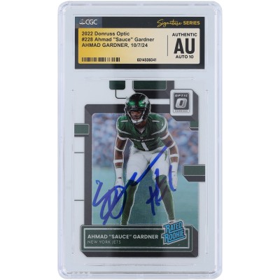 Ahmad Sauce Gardner New York Jets Autographed 2022 Panini Donruss Optic #228 CGC Fanatics Witnessed Authenticated Auto 10 Rookie Card