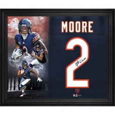D.J. Moore Chicago Bears Autographed Fanatics Authentic Framed 20 x 24 Navy Jersey Number Collage with Da Bears Inscription