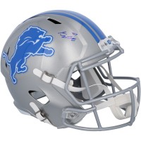 Sam LaPorta Detroit Lions Autographed Fanatics Authentic 2024 Speed Replica Helmet - Blue Signature