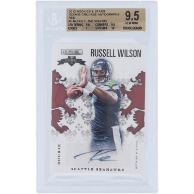Russell Wilson Seattle Seahawks Autographed 2012 Panini Rookies & Stars Red #5 #37/199 BGS Authenticated 9.5/10 Rookie Card - 9.5,9.5,9,10 Subgrades