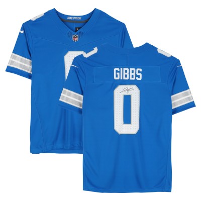 Игровая джерси Jahmyr Gibbs Detroit Lions Fanatics Authentic Autographed Blue Nike Vapor F.U.S.E. Limited