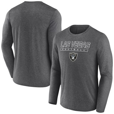 Las Vegas Raiders Fanatics Heather Charcoal Fundamentals Long Sleeve T-Shirt