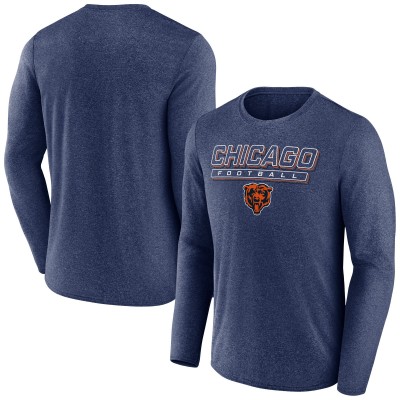 Футболка с длинным рукавом Chicago Bears Fanatics Heather Navy Fundamentals