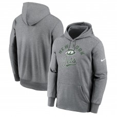 New York Jets Nike Heather Gray Performance Fleece Pullover Hoodie New York Jets Nike Heather Gray Performance Fleece Pullover Hoodie