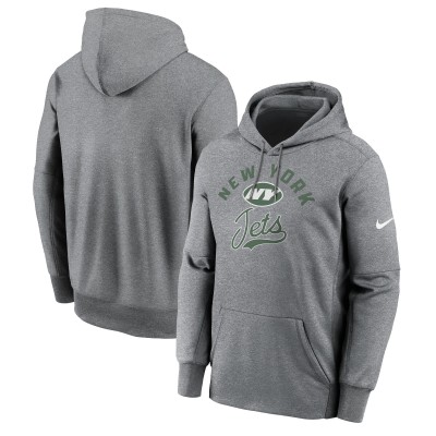 New York Jets Nike Heather Gray Performance Fleece Pullover Hoodie