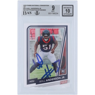 Will Anderson Jr. Houston Texans Autographed 2023 Panini National Convention VIP #N10 Beckett Fanatics Witnessed Authenticated 9/10 Rookie Card