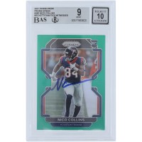 Nico Collins Houston Texans Autographed 2021 Panini Prizm Green Prizm #360 Beckett Fanatics Witnessed Authenticated 9/10 Rookie Card