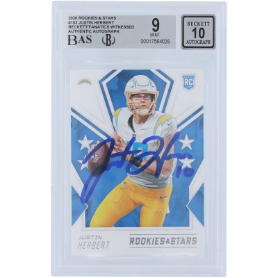 Justin Herbert Los Angeles Chargers Autographed 2020 Panini Rookies & Stars #103 Beckett Fanatics Witnessed Authenticated 9/10 Rookie Card