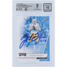 Justin Herbert Los Angeles Chargers Autographed 2020 Panini Playoff #203 Beckett Fanatics Witnessed Authenticated 9/10 Rookie Card