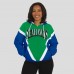 Женская Seattle Seahawks WEAR by Erin Andrews Green/Royal Retro Crinkle Full-Zip Hoodie Windbreaker